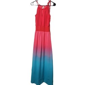 Truth NYC | Maxi Dress | Keyhole Spaghetti Strap Blue Red | M